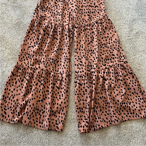 Leopard Print Smocked, Wide Leg Jumpsuit - Picture 4 of 7